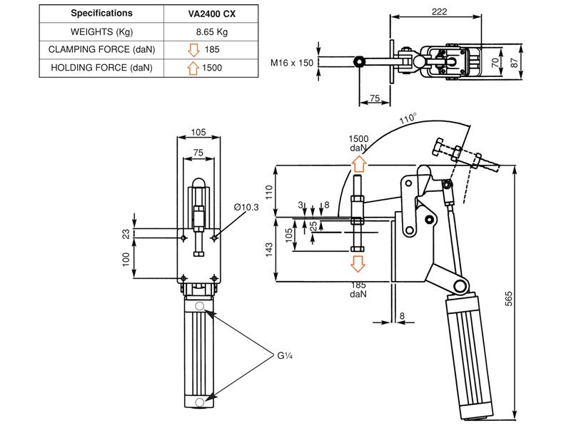 VA2400CX Pneumatic Vertical Toggle Pneumatic Vertical Toggle Clamps